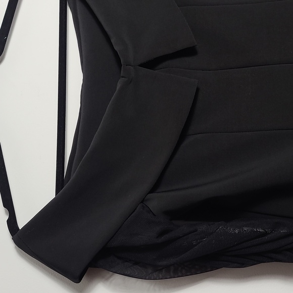 FRANK LYMAN Design Off The Shoulder Lined Blouse With Long Sheer Sleeves Size 10 - Picture 12 of 14